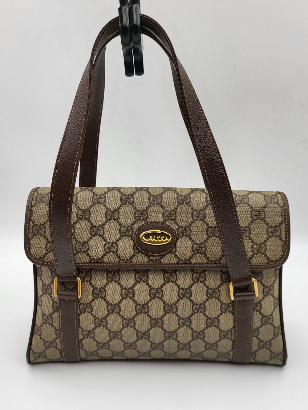 Gucci Vintage GG Monogram Supreme Top Handle. Authentic w/ COA..